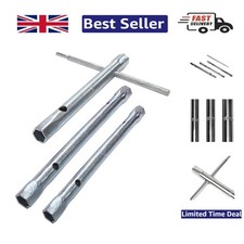 Versatile Monoblock Tap Spanner Set - 3 Tools for All Bolt Sizes, Brushed Steel