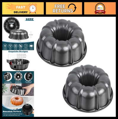 10-Inch Non-Stick Cake Pan Set, Carbon Steel Fluted Tube Bakeware, 10-Cup Capaci