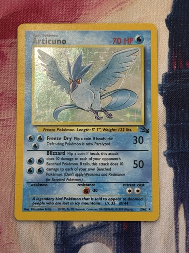 Pokémon TCG Articuno Fossil Unlimited Holo Rare 2/62 English 1999 WOTC HP
