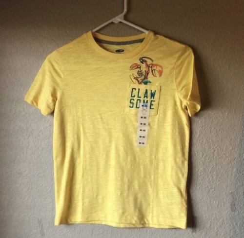 New Old Navy Shirt Boys Yellow Crab Short Sleeve Casual Tee Shirt Top Medium 8