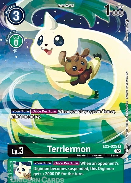 EX2-025 Terriermon :: Rare Alternative Art Mint Digimon Card :: Illustration Com