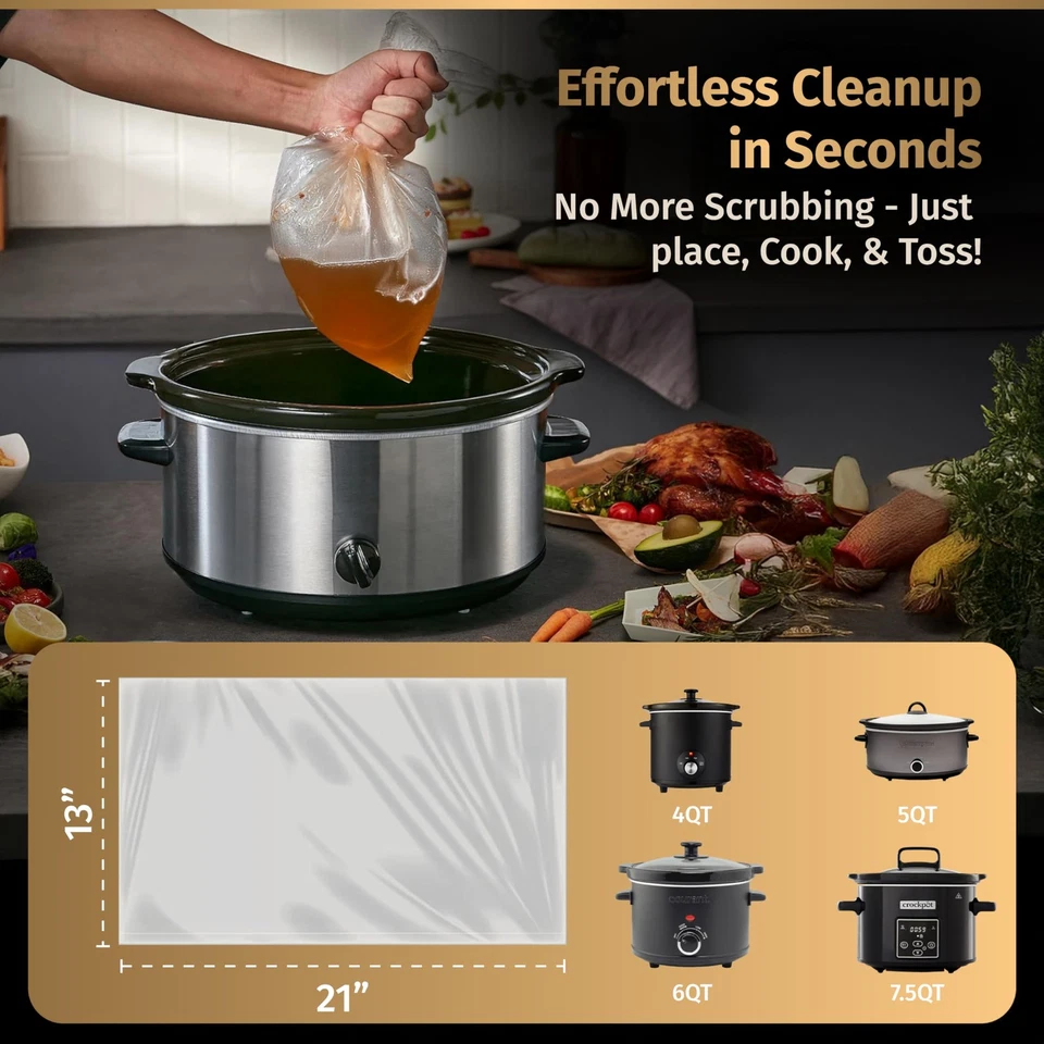30 Pack Slow Cooker Liners – Large 13” x 21” BPA-Free Crock Pot Bags – Fits 3... - Image 3 of 4