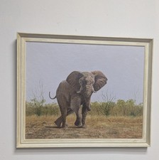Vintage Framed Painting Of An Elephant By J H Warner  "Just Watch It"  O.O.A.K