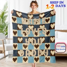 Father's Day Personalized Blanket Custom Dad Name Soft Throw Multiple Sizes Gift