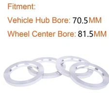 4pc 81.5 to 70.5 Aluminium Wheel Hub Centric Rings OD 81.5mm ID 70.5mm Hubrings