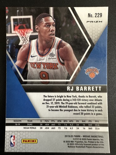 RJ Barrett, 2019-20 Panini Mosaic - Novatos Green Prizm #229 (RC) - Imagen 2 de 2