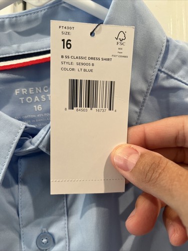French Toast Kids Size 16 Short Sleeve Button Down Uniform Classic Dress Shirt - Picture 4 of 5