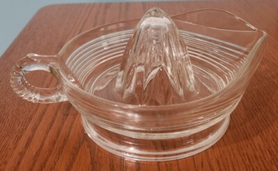 Clear Depression Glass Juicer Reamer Stylish Art Deco Ring Pattern Excellent