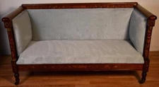 1840s Antique Dutch Marquetry Mahogany & Satinwood inlay spring-seat Sofa