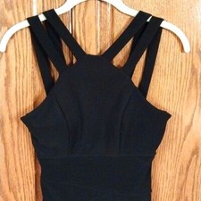 Honey and Rosie Sz Jrs Small Little Black Mini Dress Body Con Double Straps