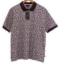 Ted Baker Coreo knit polo XL or 5 brown geometric abstract retro rat pack