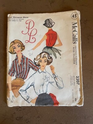 Vintage 1957 McCalls Misses Blouse Pattern #2207 | eBay