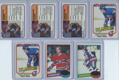 1980's Topps 7 Card Group Lot Inc. Gretzky (x3), Bossy (x3) and Lafleur