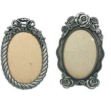 The Weston Gallery Oval Metal Picture Mini Frame Vintage Roses Ribbon Bow Lot