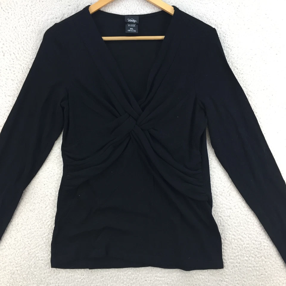 Vanity Lujo Negro Mezcla de Poliéster Tejido Pull Over Jumper Mujer Talla UK XL Foto 2 de 4