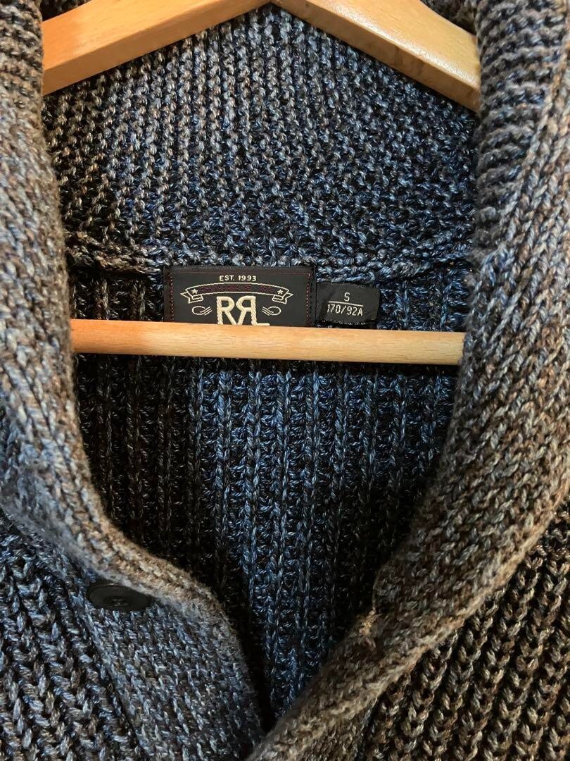 RRL RALPH LAUREN men's indigo-dyed shawl cardigan size S RRL RALPH LAUREN men's indigo-dyed shawl cardigan size S