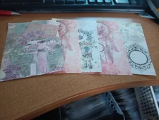 5X SHEETS NOSTALGIC/VINTAGE FOR SCRAPBOOKING/JOURNALS  +/- 13X9 CM (VIN1305)