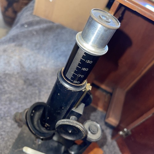 Antique Brass Bausch & Lomb Optical Co Microscope In Box accessories and slides - Picture 4 of 12
