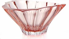 Vase Crystal Glass Bowl 8 " Fruits Desert  Dish Pink Color Bohemian Crystal NEW