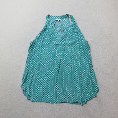 Next Tunika Top Damen UK 14 Grün Gemustert Ärmellos V-Ausschnitt EU 42 Neu ohne Etikett