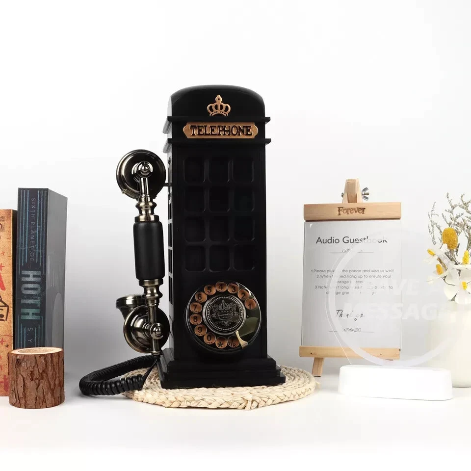 Livro de visitas de áudio FESTRING telefone de casamento com design de cabine telefônica vintage, gravação - Imagem 3 de 3