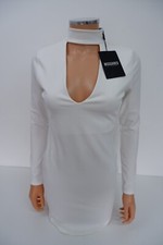 Missguided Womens BRAND NEW Bodycon Mini Dress Size Uk 6 White Long Sleeve