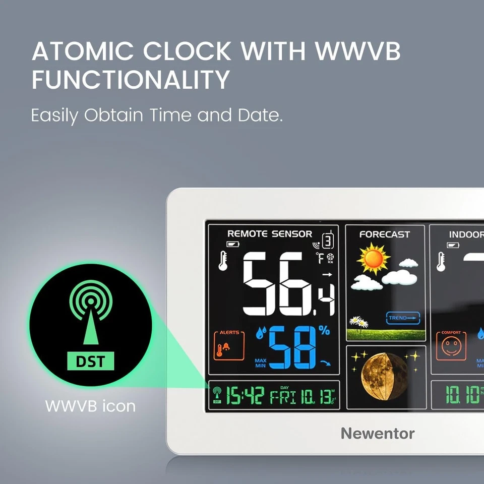 Comprehensive Indoor Outdoor Weather Forecast Station with Alarm & Color Display - Image 4 of 4