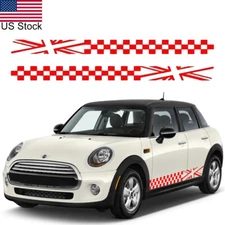 2pcs 70'' Red Lattice Graphic Car Side Body Sticker Decal Decor For MINI Cooper