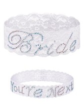 2 pcs garter for bride lace garter wedding garter sets for bride Rhinestone G...