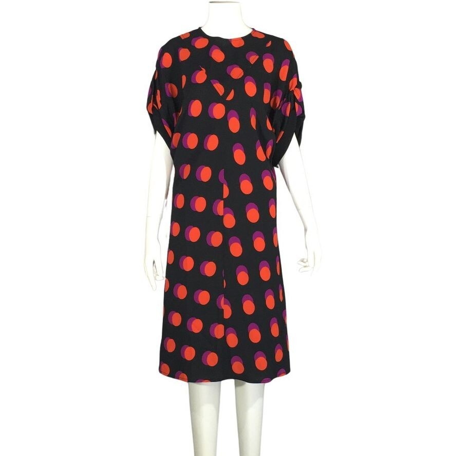 Louis Vuitton 2015 Polka Dot Black Silk Dress Knee-Length