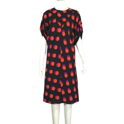 Louis Vuitton 2015 Polka Dot Black Silk Dress Knee-Length Dress women 34 |  eBay
