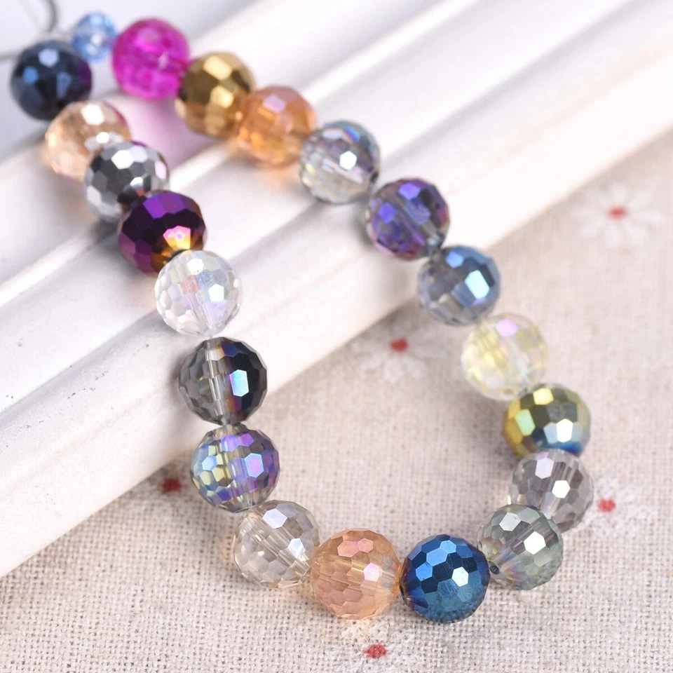 Colorful Plated Round Disco Ball 6mm 8mm 10mm 12mm 96 Facets Crystal Glass Beads - Image 2 of 4