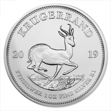 2019 SOUTH AFRICAN KRUGERRAND 1oz 999 Fine Silver Coin BRILLIANT UNCIRCULATED!! 43.32 per troy oz