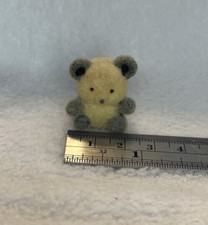 One Vintage Fibre Craft Mini Flocked Fuzzy 1" Toy Teddy Bear Miniature