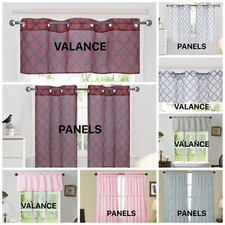 1Pc Sheer Window Curtain Home Décor Grommets Top Mosaic Pattern Two Solid Colors