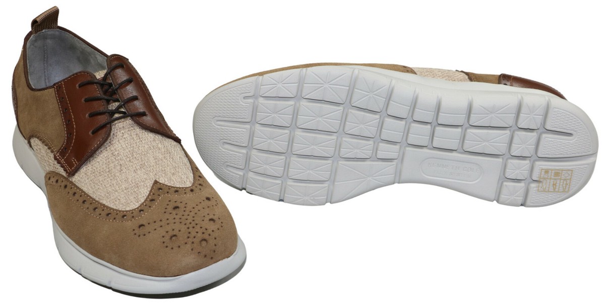 Kenneth Cole Leather and Wool Blend Mesh Wingtips in Black and Charcoal shortwingblack.png?v=1711394032 main image 2