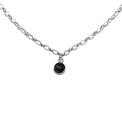 Rolo Chain Necklace 2.4mm Pendant Spinel with Crystal 925 Sterling Silver