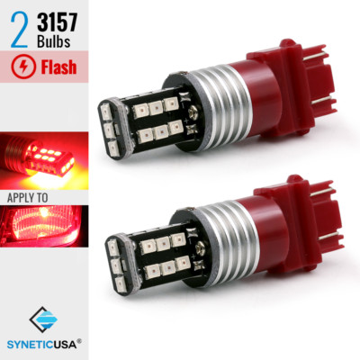 2x 3157 3057K 15-LED Bright Tail Rear Brake Alert Safety Red Flash Strobe Lights