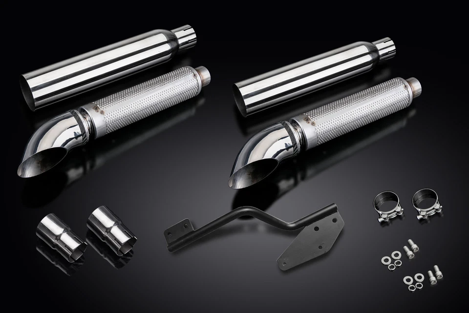 Silenciadores de escape Honda VTX1300 C/T/R 2004-2009 16" curvos de acero inoxidable Cruiser Foto 3 de 4