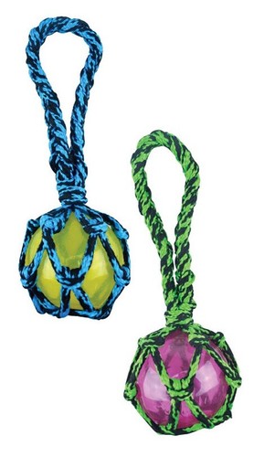 Dog Toy Paracord Rope Tug & Ball Tough Squeaky Fetch Chew Pick Blue or Green 11" - 第 6/10 張圖片