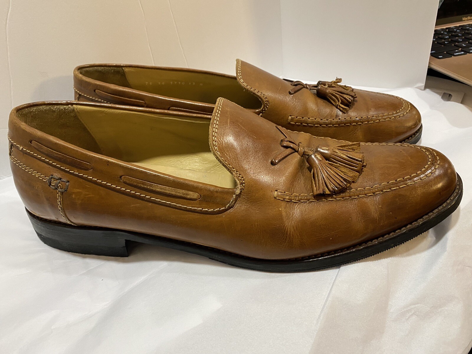 SAOLA Joseph Abboud scarpe eleganti Oxford in pelle marrone punta ala stringate da uomo taglia 11D