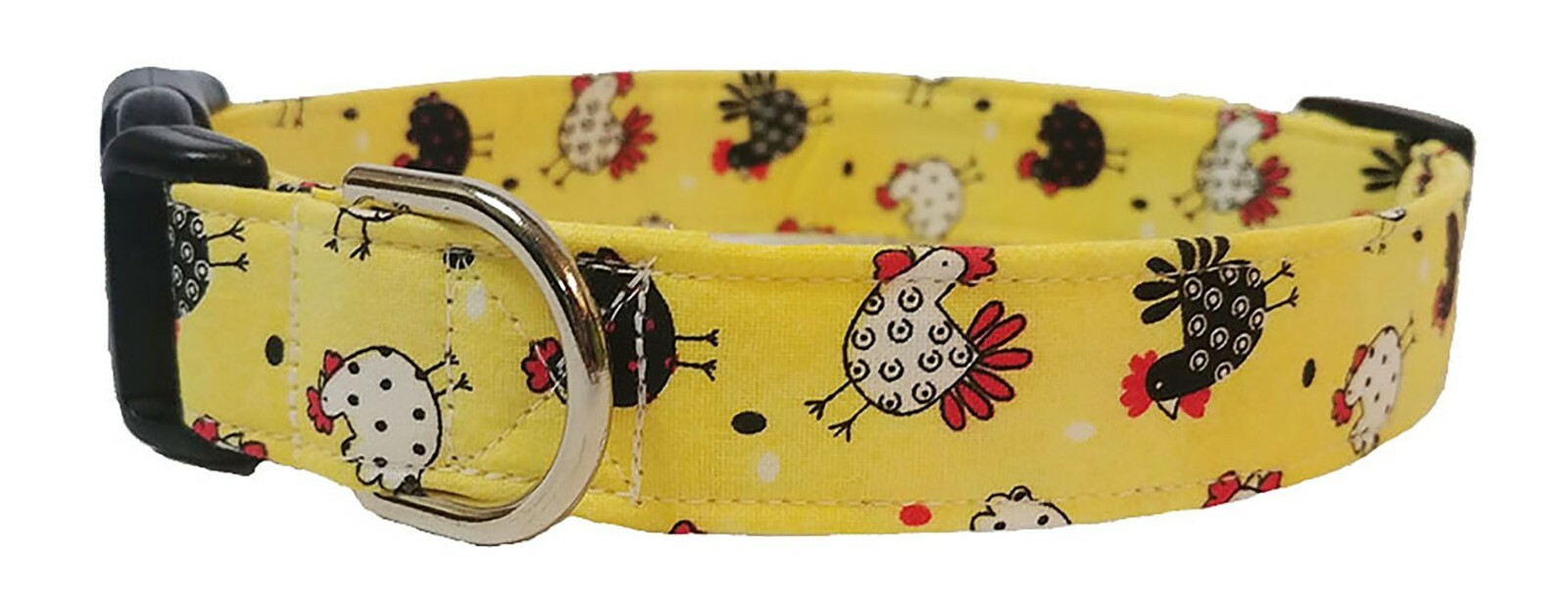 Chickens n Yellow dog collar buckle or martingale with leash set option