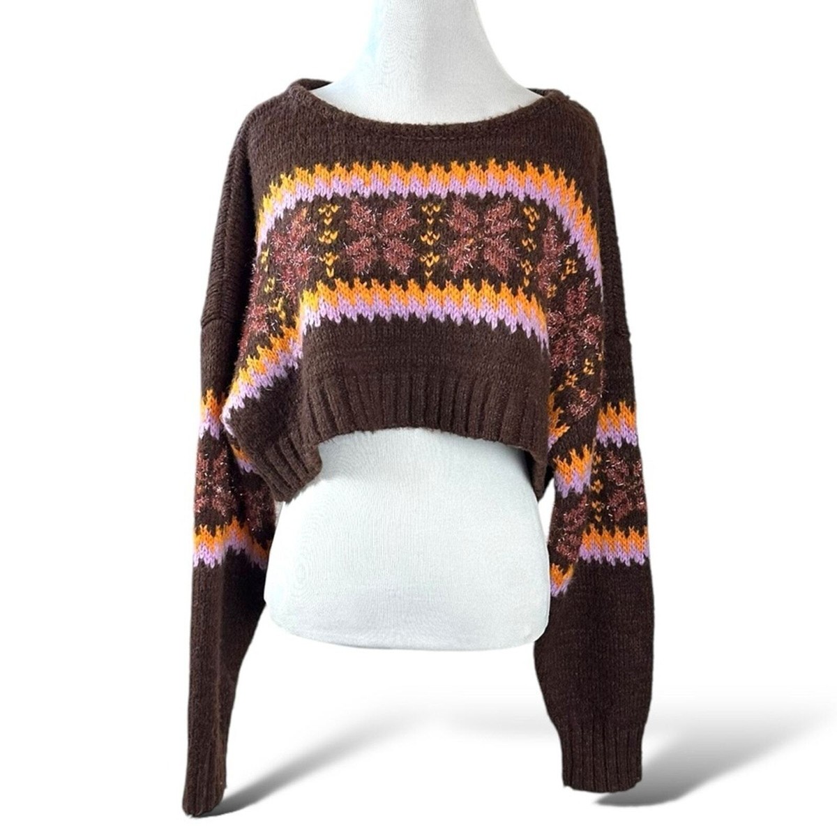 Urban Outfitters Turner Cropped Fair Isle Chunky Knit
