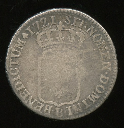 Louis XV (1715-1774) 1/3 D' ECU French 1721 B Rouen - Picture 2 of 2