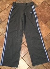 Woman's Adidas Gray And Blue Warmup Athletic Pants Size M X 29 Euc