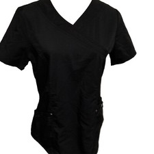 Scrubstar Scrub Top Womens Size Small Black Short Sleeve V Neck