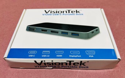 VisionTek VT200 Dual Display USB-C / 3.0  Docking Dock Station  NEW 