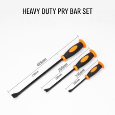 HORUSDY 3PC Pry Bar Set Nail Puller Crowbar Chisel 17" 12" 8" Protective Handle