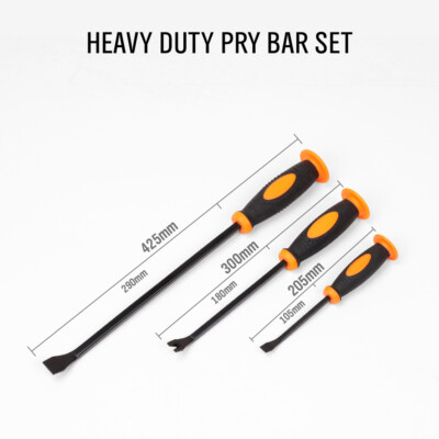 HORUSDY 3PC Pry Bar Set Nail Puller Crowbar Chisel 17'' 12'' 8'' Protective Handle