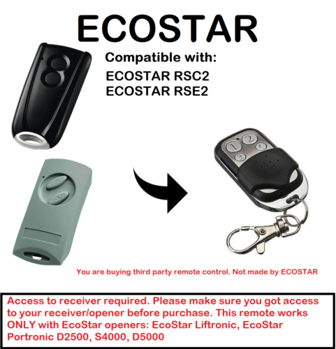 ECOSTAR RSC2, ECOSTAR RSE2 Kompatybilny pilot zdalnego sterowania Rolling code 433,92 MHz. - Zdjęcie 1 z 6